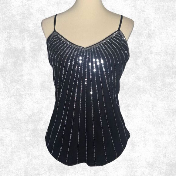 Celestial Goth Sequin Cami Top XL | The Limited Black Starburst Tank - Picture 1 of 8